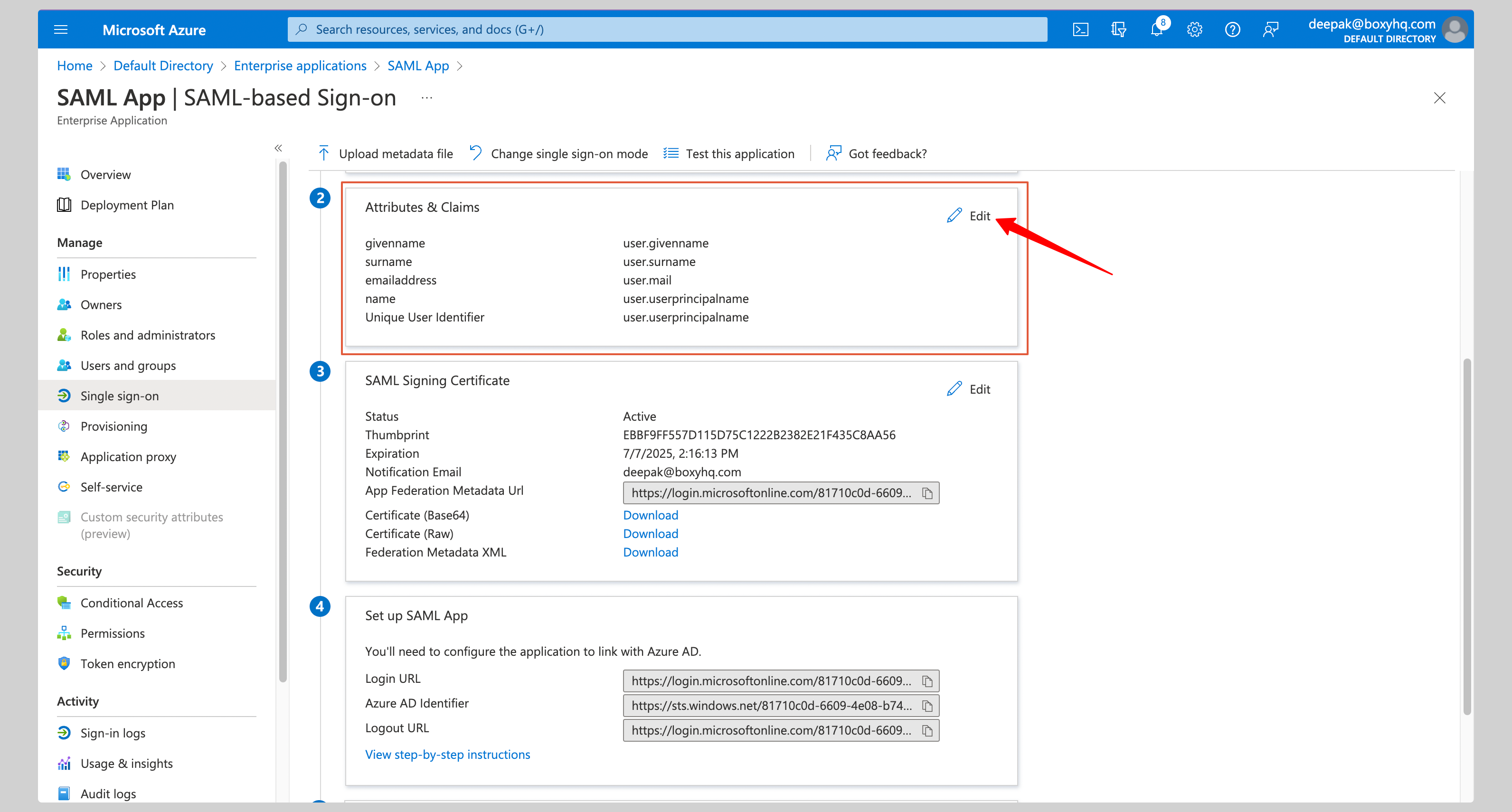 Microsoft Entra ID SAML Step 7